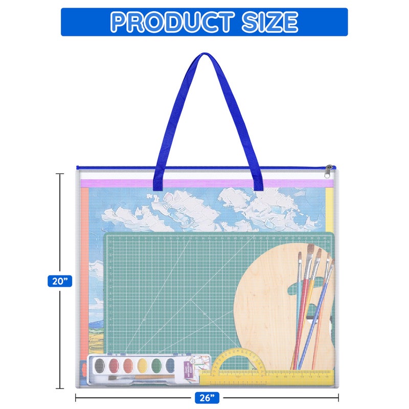 ZKOO Poster Storage Bag, 26" x 20" Art Portfolio Bag, Bulletin Board Holder Art Portfolio Container for Artwork, Artwork Storage Case for Poster, Bulletin Board, Scrapbook, Teaching Materials (Blue) - Image 2